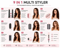 Sèche-cheveux ionique professionnel 1400 W avec brosse, puissant, 110 000 tr/min, haute vitesse, sans balais, styler à air chaud pour salon et hôtels