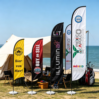 Drapeau publicitaire personnalisé en forme de larme pour l'extérieur, impression par transfert thermique, bannière promotionnelle, drapeau plume de plage