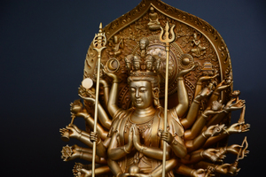 Antique Bronze Golden Buddha Statue Sculpture Home Religion Indoor Decor Metal Craft Engraving Hand-Cast Gold Plated Collectible - Product Image 5