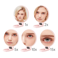Nouveau Double Face 2X/5X/10X/15X Loupe Pliant Maquillage De Poche Table De Voyage Miroir De Bureau Avec Poignée De Rotation Réglable