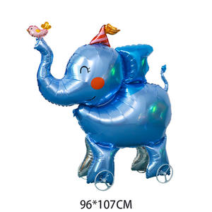 Ballons en aluminium pour enfants, adorables animaux marcheurs sur roues : éléphant, chien, chat, lapin – Décoration de ballons en aluminium en forme de personnages - Product Image 1