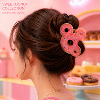Pince à cheveux YuAo mignonne en forme de donut requin, design géométrique, en acrylique, 8 cm, pour queue de cheval, accessoire élégant et simple pour filles