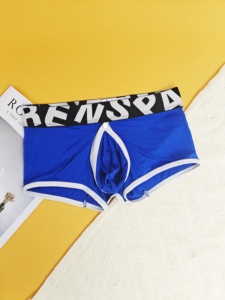 Custom <strong>Men</strong> Sexy <strong>Crotchless</strong> Boxers Breathable Open Crotch <strong>Underwear</strong> Elastic Letter Waistband <strong>Men's</strong> Briefs Short Panties - Product Image 4