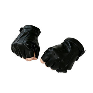 Gants noirs mi-doigts avec fermeture à pression au poignet, confortables et flexibles, pour le cyclisme, la conduite et les spectacles sur scène - Product Image 3