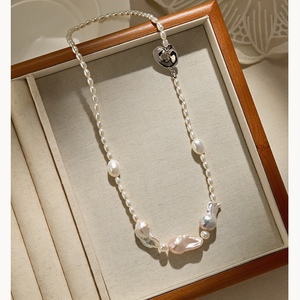 Collier en perles de poisson baroque naturelles, luxe léger, chaîne de clavicule pour jeunes adultes, pour les pulls d'automne, conçu pour le confort - Product Image 4