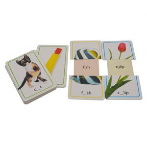 Tarjetas educativas con imágenes y palabras para que los niños aprendan el alfabeto y el vocabulario, tarjetas de cartón de doble cara. - Product Image 1