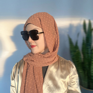 Hồi giáo ngay lập tức cap Dot Pompom voan + bông cap bong bóng khăn hijab Khăn choàng dài với undercap quấn Headband khăn choàng - Product Image 5