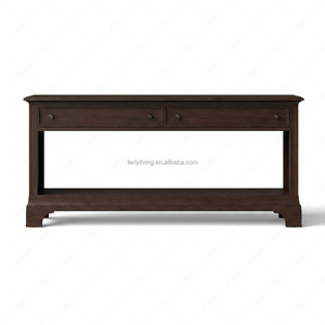 Table <span class=keywords><strong>console</strong></span> en bois rustique FERLY avec 2 tiroirs et étagère ouverte, table d'entrée, table de couloir, table de canapé pour salon - Product Image 6
