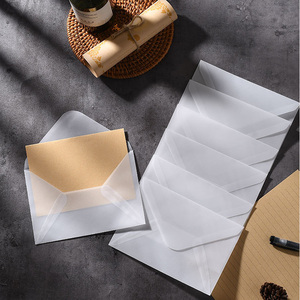 Sac en papier blanc personnalisé pour <span class=keywords><strong>invitation</strong></span>, emballage de carte-cadeau, enveloppe créative en papier calque transparent - Product Image 2