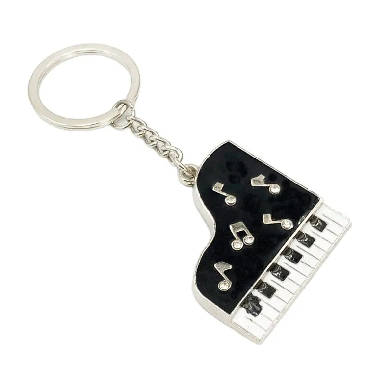 Neue Design Stilvolle billiger metall Mini Klavier Keychain musical hinweis schlüssel halter