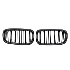 Convient pour <span class=keywords><strong>BMW</strong></span> <span class=keywords><strong>X5</strong></span> <span class=keywords><strong>F15</strong></span> F16 F85 F86 Grille modifiée 13-19 avec barres parallèles F16 Dual Line Grille en fibre de carbone noir brillant - Product Image 1
