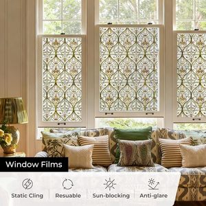 Película de privacidad para ventana con bloqueo UV, adhesión estática, rectangular, para el hogar, cocina, oficina, baño, Honeysuckle Melody, 44x120 cm - Product Image 4