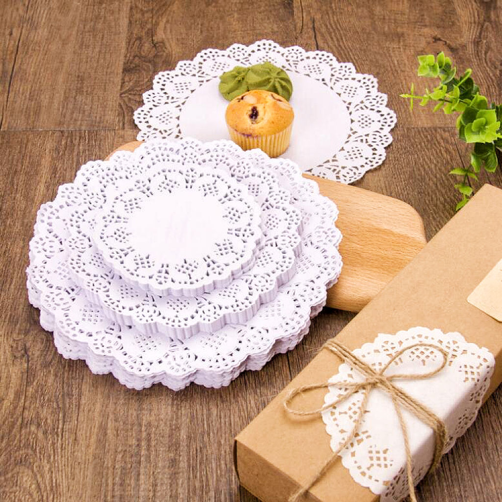 100 Centrini Di Carta Pizzo | 10x14 Pollici | Bianchi | Per Torte E Tavola