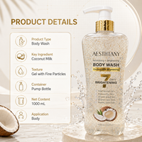 AESTHTANY Gel Douche Corps au Coco 1000ml, Blanchissant et Nourrissant en 7 Jours, Réparateur Cutané, Contrôle du Sébum et Exfoliant