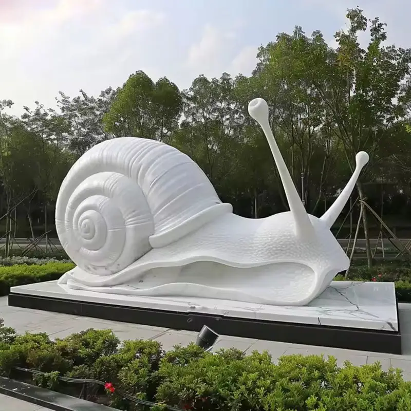 新しいカスタマイズされたデザイン風景公園装飾石彫刻白い大理石カタツムリ彫刻