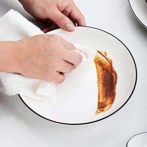 Platos de cena de cerámica con logotipo personalizado-Platos de porcelana blanca con borde negro para uso en comedor, fiesta y restaurante, disponibles a granel - Product Image 5