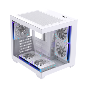 Lovingcool yüksek performanslı MATX <span class=keywords><strong>Mini</strong></span> <span class=keywords><strong>ITX</strong></span> oyun PC durumda özelleştirilmiş temperli cam orta kule bilgisayar masaüstü bilgisayar vaka beyaz - Product Image 2