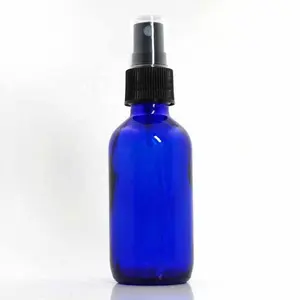 De gros bleu bouteille pour vente-Offre Spéciale 2oz 60ml coblat bleu bouteille en verre boston ronde pompe de pulvérisation bouteille pour emballage soins cosmétiques