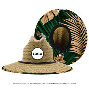 Sombrero de paja para hombre con logo personalizado, estampado en la parte inferior, para salvavidas, playa, pesca, protección solar, surf y actividades al aire libre. - Product Image 4