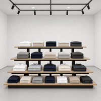 Table de présentation de vêtements à 2 niveaux, cadre gris, comptoir blanc, vitrine pour vêtements