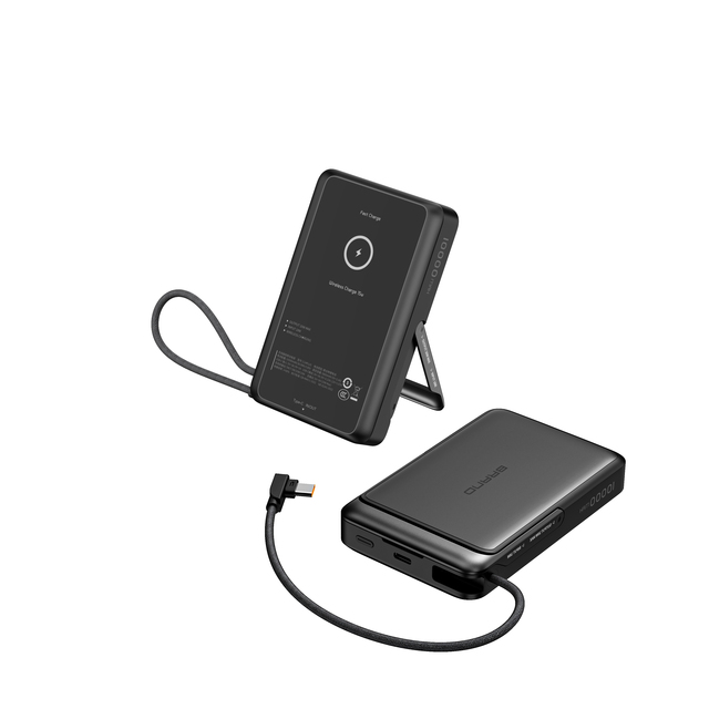 22.5W Fast Charging Built-in Type-C Cable 10000mAh Power Bank Magnetic Wireless Charging Power Bank with Stand