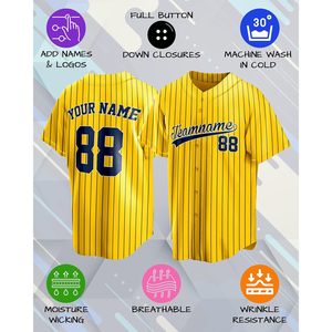 Camiseta de béisbol personalizada con rayas, personalizada con nombre y número, unisex, para hombres, mujeres, jóvenes, camisetas de equipos deportivos para juegos, regalos - Product Image 4