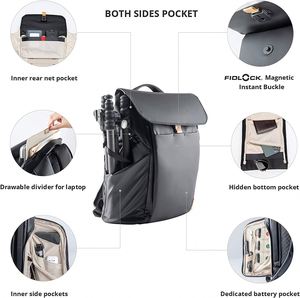 กระเป๋ากล้องแบบเป้สะพายหลังสำหรับกล้อง DSLR/SLR มิเรอร์เลส ใส่แล็ปท็อปได้ถึง 15.6 นิ้ว สำหรับช่างภาพ - Product Image 3