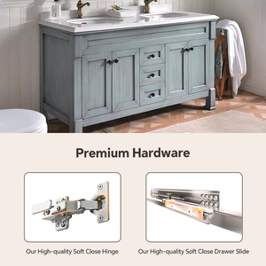 Mueble de Baño Minimalista de Madera Maciza con Lavabo Doble, Espejo Inteligente Personalizable y Gabinete para Uso en Hoteles, Ecológico - Product Image 5