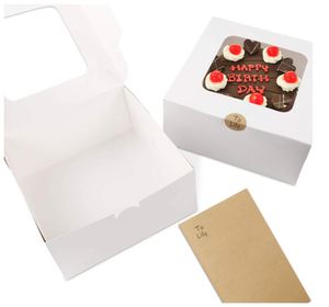 Boîtes de boulangerie à gâteaux de 10x10x5 pouces avec fenêtre Planches à gâteaux rondes de <span class=keywords><strong>10</strong></span> pouces, boîte en papier pour gâteaux, pâtisseries, biscuits - Product Image 2