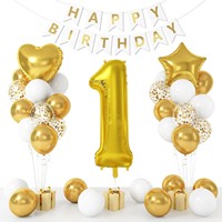 Película de aluminio de 40 pulgadas para niño/niña de un año, traje de globo de cumpleaños Digital, papel de decoración de fondo con bandera de cola de pez de látex