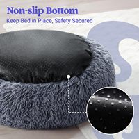 Coussin pour chien en velours et fausse fourrure de luxe, forme donut, pour petits chiens jusqu'à 25 lbs, gris givré
