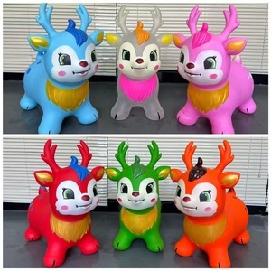Cheval <span class=keywords><strong>sauteur</strong></span> gonflable pour enfants, <span class=keywords><strong>animal</strong></span> en PVC, dessin animé, faon mignon, jouet à chevaucher, épaissi et sûr, âges 0-24 mois - Product Image 2