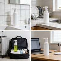 Distributeur de mousse en plastique réutilisable de 400 ml, utilisation à une main, pour hôtel et maison, anti-contamination, impression de logo personnalisée prise en charge