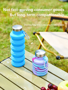 Nueva Botella de Agua Deportiva Plegable de Silicona, 500 ml, Reutilizable, Libre de BPA, Extensible, con Tapa Abatible, Unisex, para Uso en Exteriores - Product Image 4
