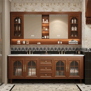 New cosmetic bathroom cabinet French retro washstand floor-standing <b>face</b> wash basin combination - Product Image 3
