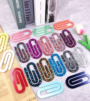 Marque-pages en acrylique scintillant en forme de clip, marque-pages holographiques brillants, marque-pages esthétiques en acrylique en forme de clip