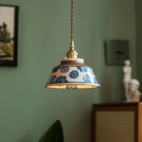 Lustre suspendu vintage en céramique chinoise, luminaire de plafond décoratif en forme de bol pour îlot de cuisine, salon, chambre à coucher, salle de séjour