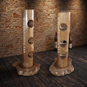 Ecológico, de Madera Reciclada, Diseño Vintage, Botellero Cilíndrico de Pie - 30x30x60cm para Bar y Uso Doméstico con Logotipo Personalizado - Product Image 2