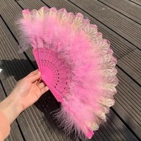 Plume de dentelle de Lolita main pliable grand ventilateur nouveau Design Vintage Art spectacle de danse décoratif