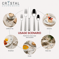 Ensemble de couverts CRYSTAL Heavy Duty en acier inoxydable 18/10, 5 pièces, finition miroir brillant, pour restaurant, hôtel, dîner