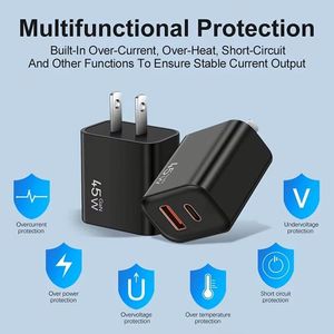 45W 2 Port Pd Qc3.0 Fast Quick Charging <b>Usb</b> Power <b>Adapter</b> 45w Dual Usbc Type <b>C</b> Fast Wall Charger Adaptor - Product Image 6