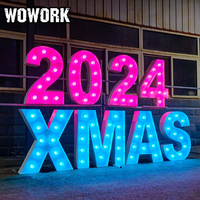 2026 WOWORK Lettres et chiffres géants lumineux LED RGB à effet miroir infini pour extérieur, 4ft 5ft, pour fêtes d'anniversaire