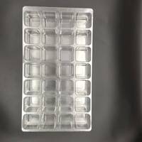 Plateau alimentaire rectangulaire transparent en PET recyclable personnalisé à 28 compartiments pour la fabrication de chocolats, bonbons et glaçons, épaisseur 0,2-1,5 mm