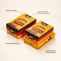 Boîte à hamburger personnalisée avec logo imprimé, vente en gros, boîte à hamburger jetable en papier pour emballage de restauration rapide