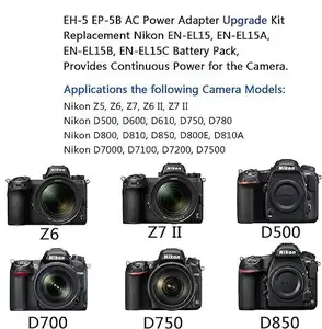 Wandmontiert EH-5 Plus EP-5B Wechselstromadapter DC-Koppler-Kit für Nikon Z8 Z6II Z7II D500 D600 D610 D750 D780 D800 D810 D850 Kamera