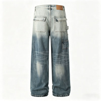 Jean baggy bootcut délavé et vieilli pour homme, style streetwear, design personnalisé, pantalon en denim décontracté