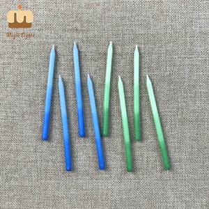 Goede Leverancier In China Blauw En Groen Ombre <span class=keywords><strong>Hand</strong></span> Gedoopt Lange Dunne Gelukkige Verjaardag Kaarsen Feestkaarsen - Product Image 3