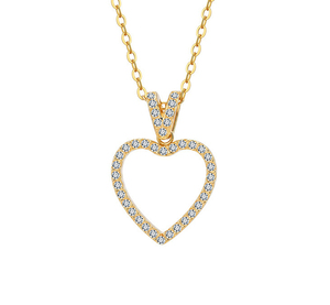 Collar con colgante de cadena de acero inoxidable 316 con circonita cúbica en forma de corazón hueco romántico para mujer, regalo de joyería de moda. - Product Image 1