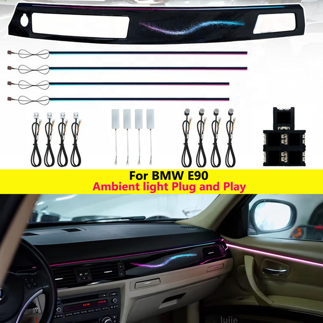Car Interior Neon Lights E90 E93 2006-2011 Decorative Dashboard 4 Door Light Strips RGB Symphony Galaxy 18 LED Nodes App Control