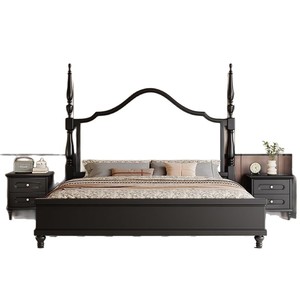 Lit de princesse vintage américain double avec coffre de rangement, mobilier de chambre à coucher - Product Image 2